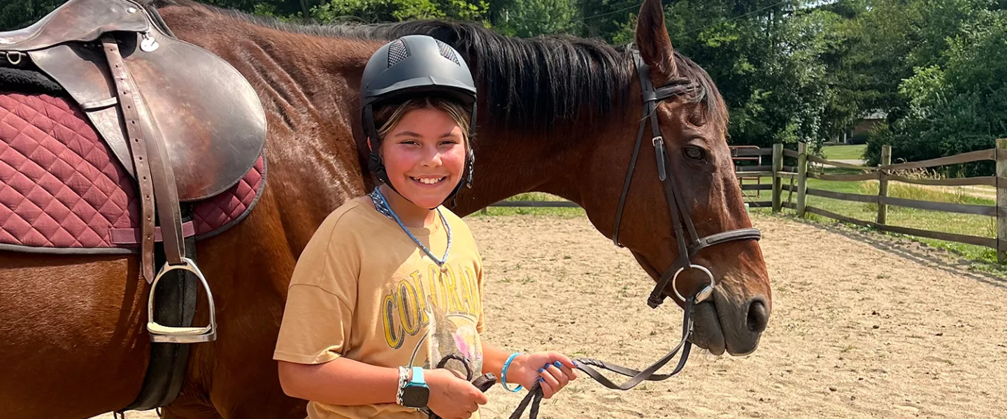 camper with a horse