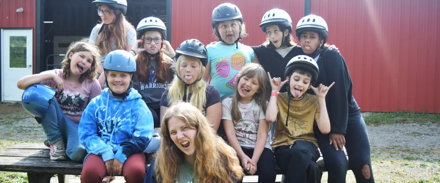 Campers making silly faces