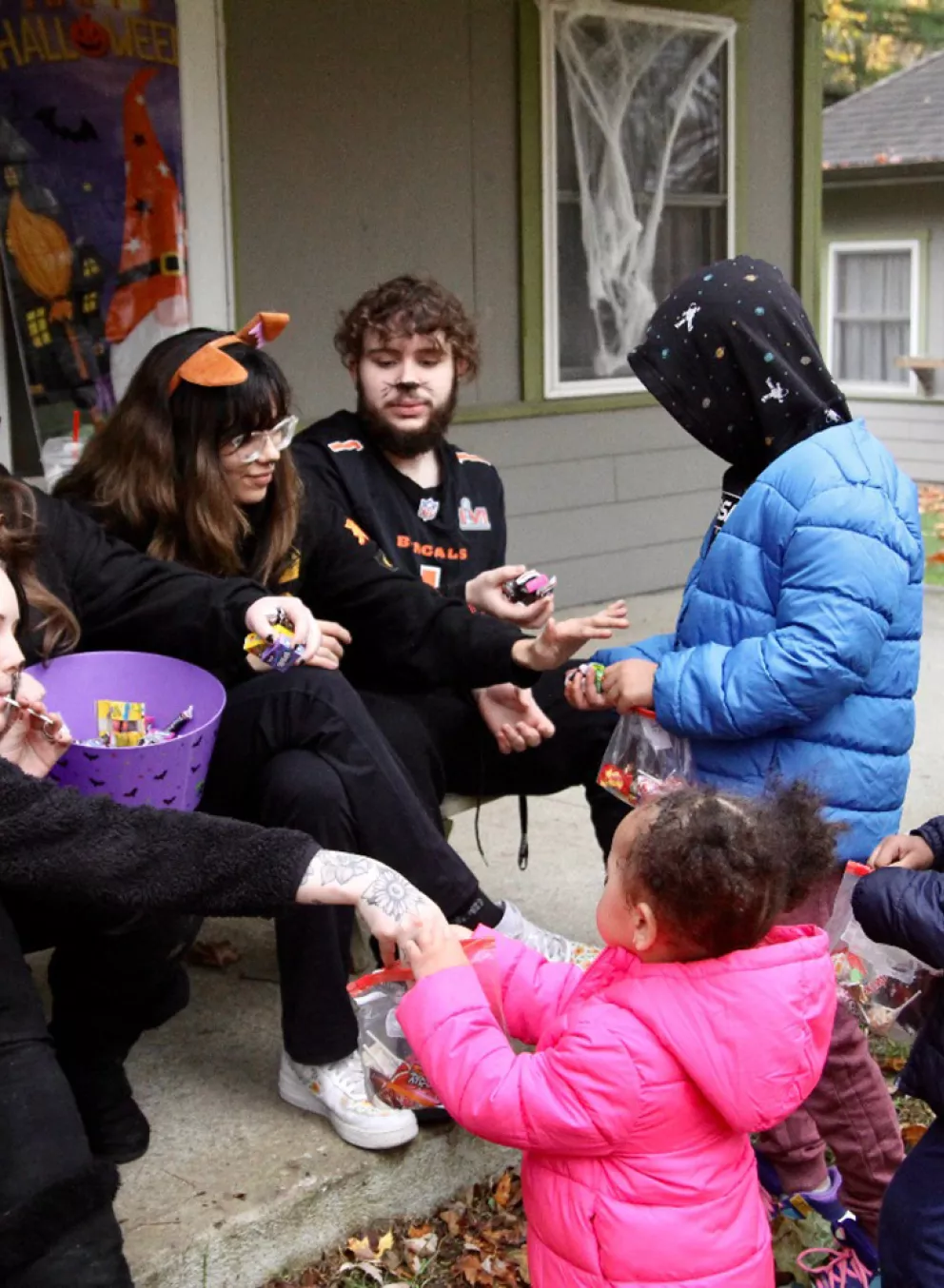 Kids trick or treating at camp