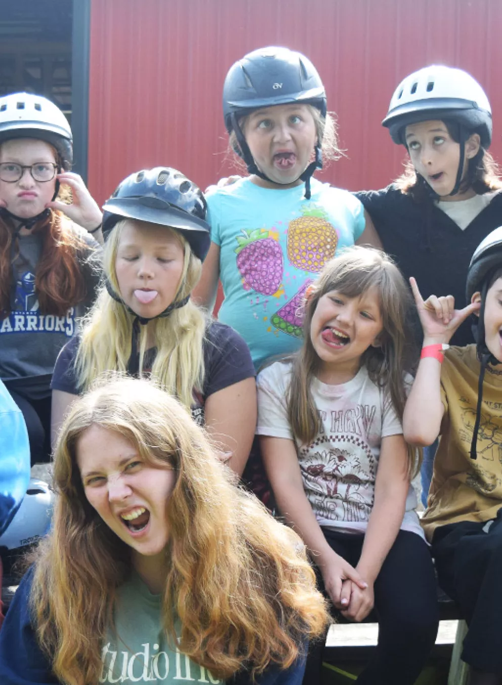 Campers making silly faces