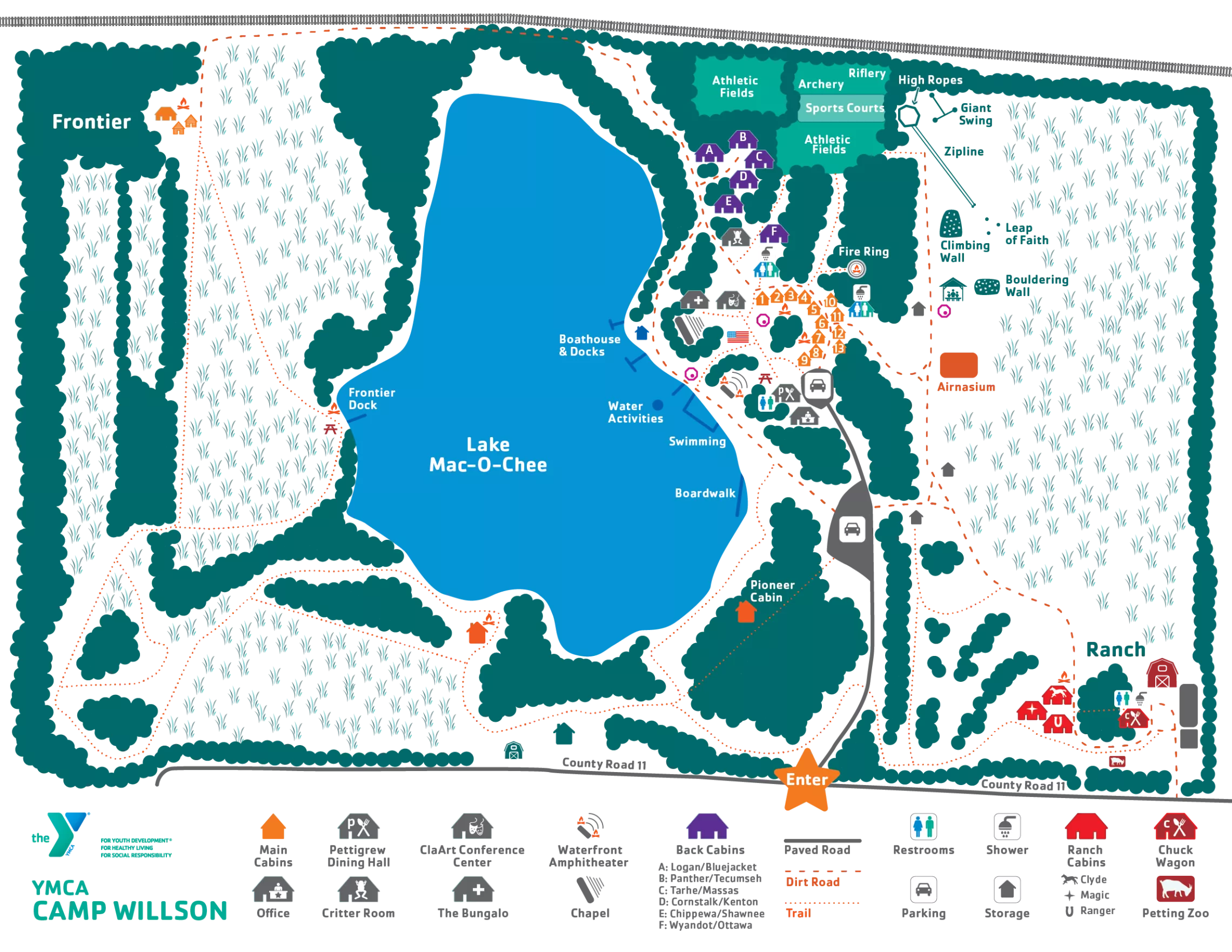 illustrative map of YMCA Camp Willson