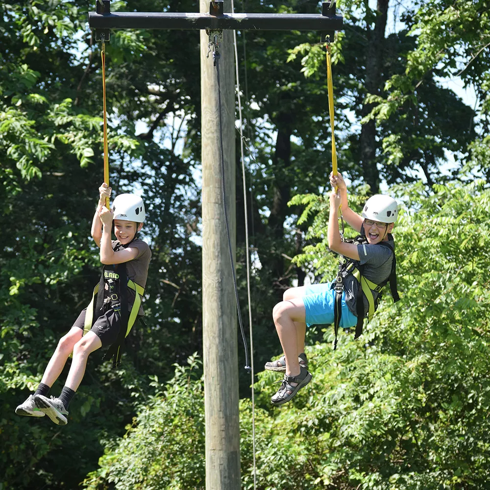 Campers on giant swing