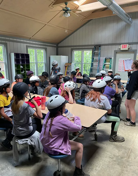 Campers inside ranch dining hall