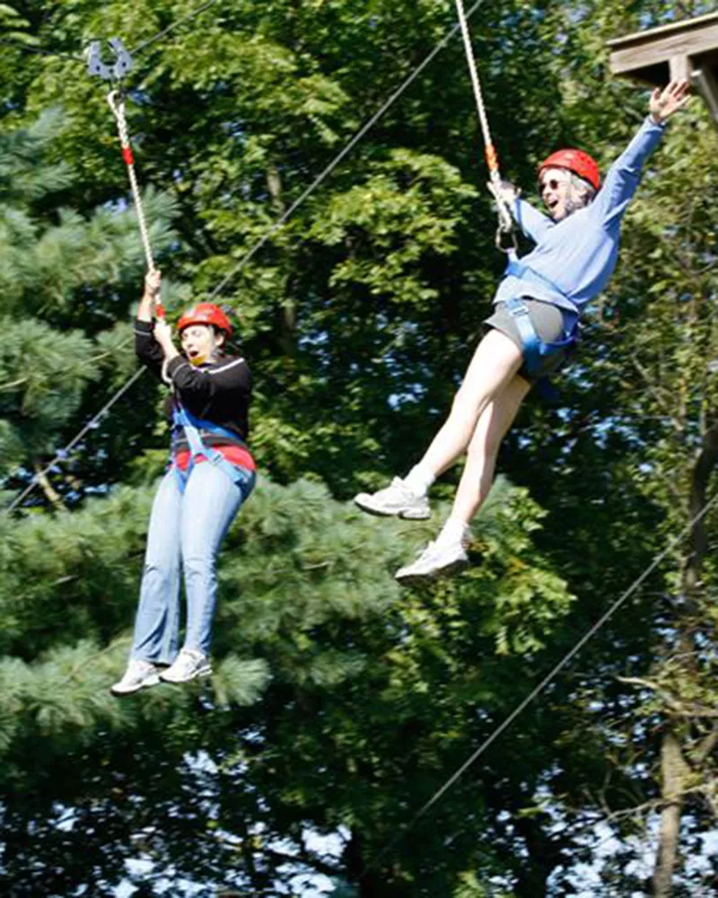 women's weekend campers ziplining